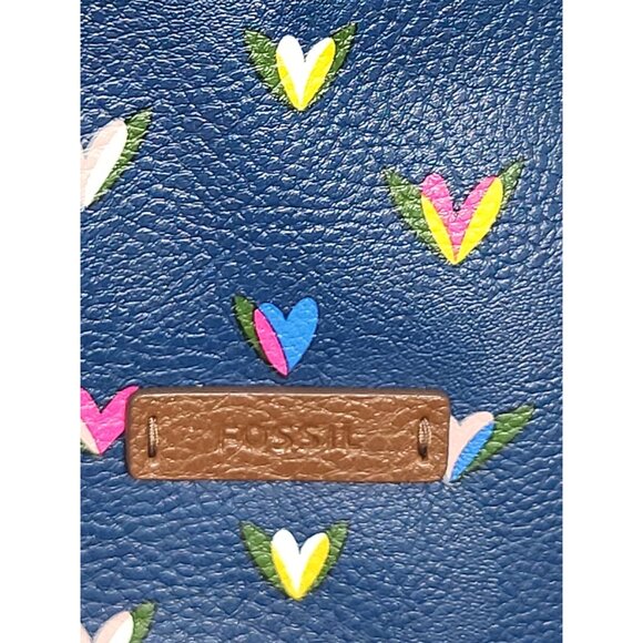 Fossil navy Felicity heart pattern crossbody bag - Picture 2 of 6